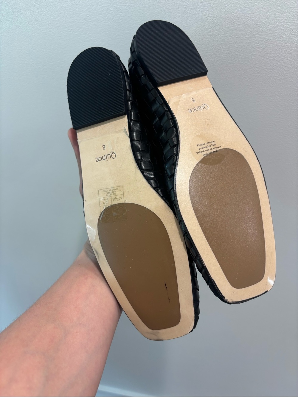 Quince Italian Leather Handwoven Square Toe Ballet Flats - Picture 9 of 11